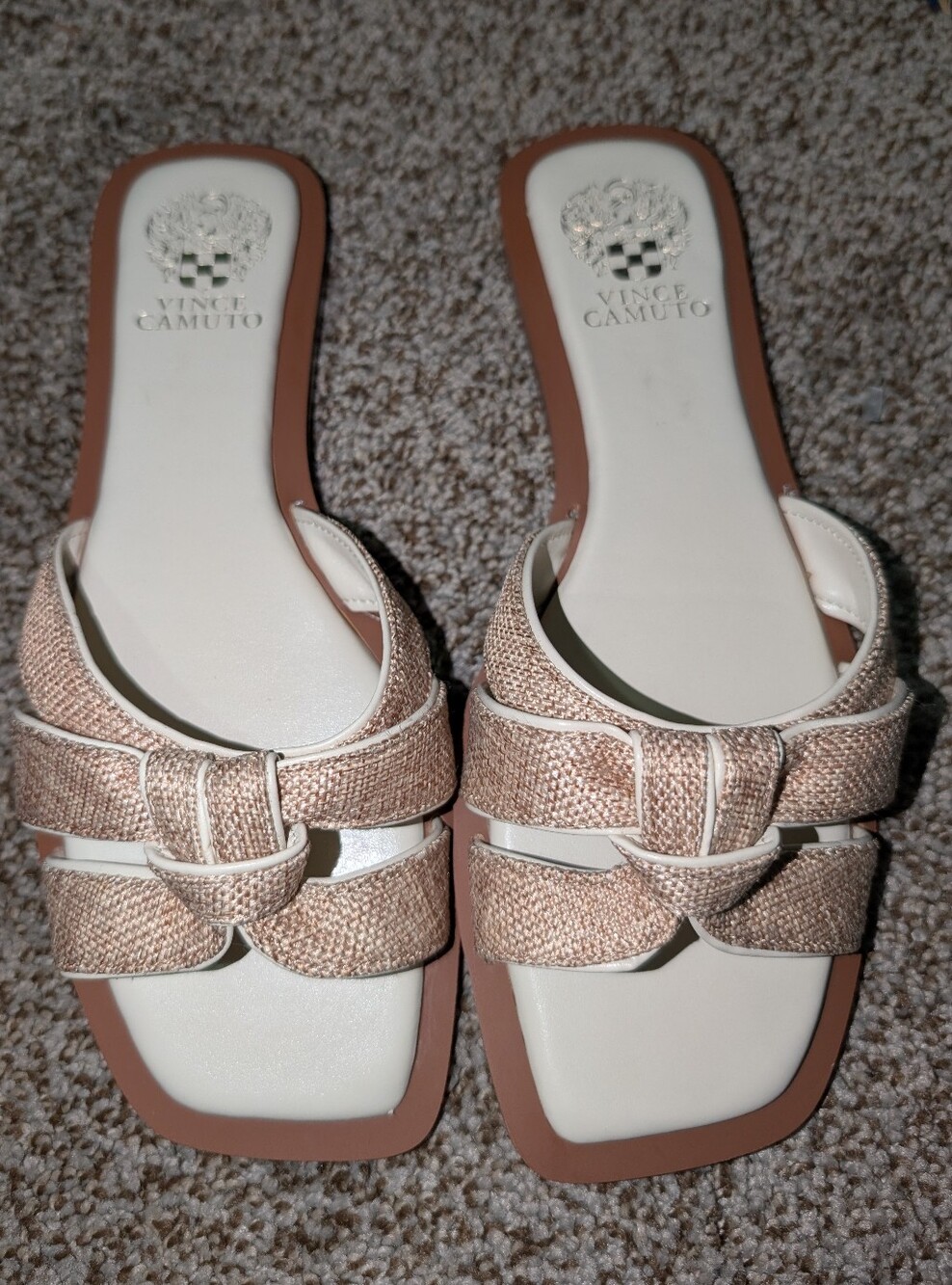 Vince Camuto Cream Woven Knot Slide Mules Women's 9.5-10
